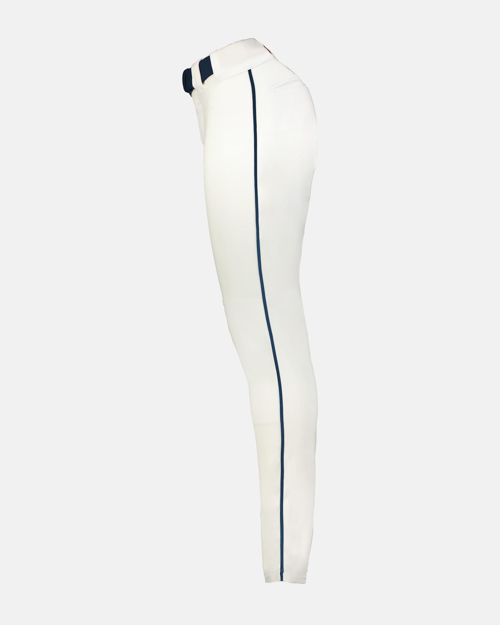 Alleson Crush Tapered Piped Baseball Pant, Weiss/Navy Blau-DIAMOND PRIDE