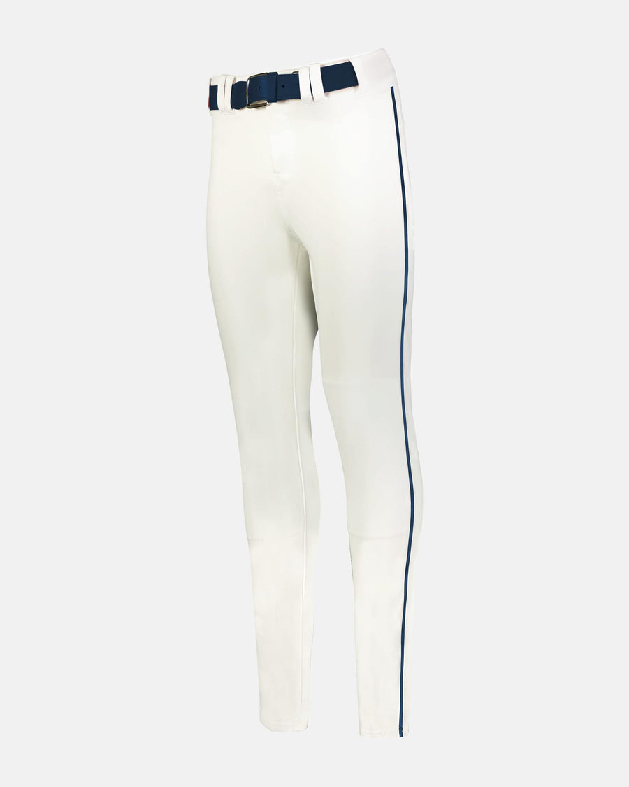 Alleson Crush Tapered Piped Baseball Pant, Weiss/Navy Blau-DIAMOND PRIDE