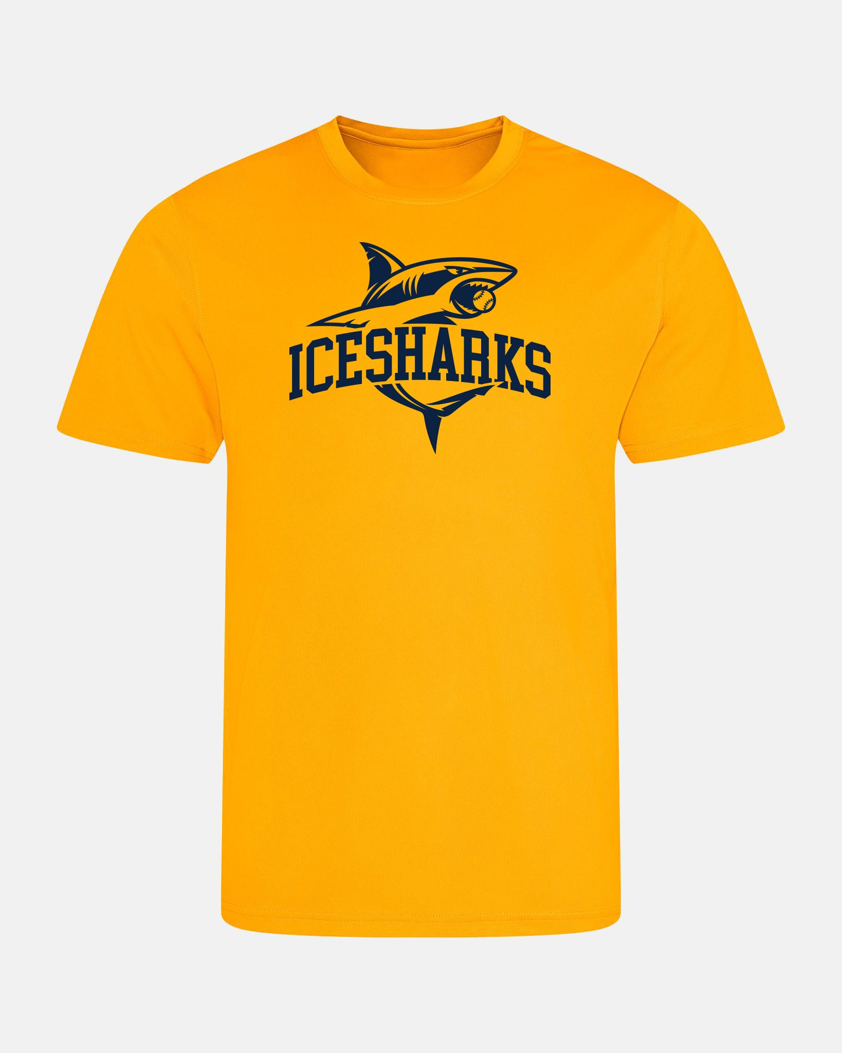 Diamond Pride Basic Functional T-Shirt "Altdorf Icesharks", Shark & Script, gelb-DIAMOND PRIDE