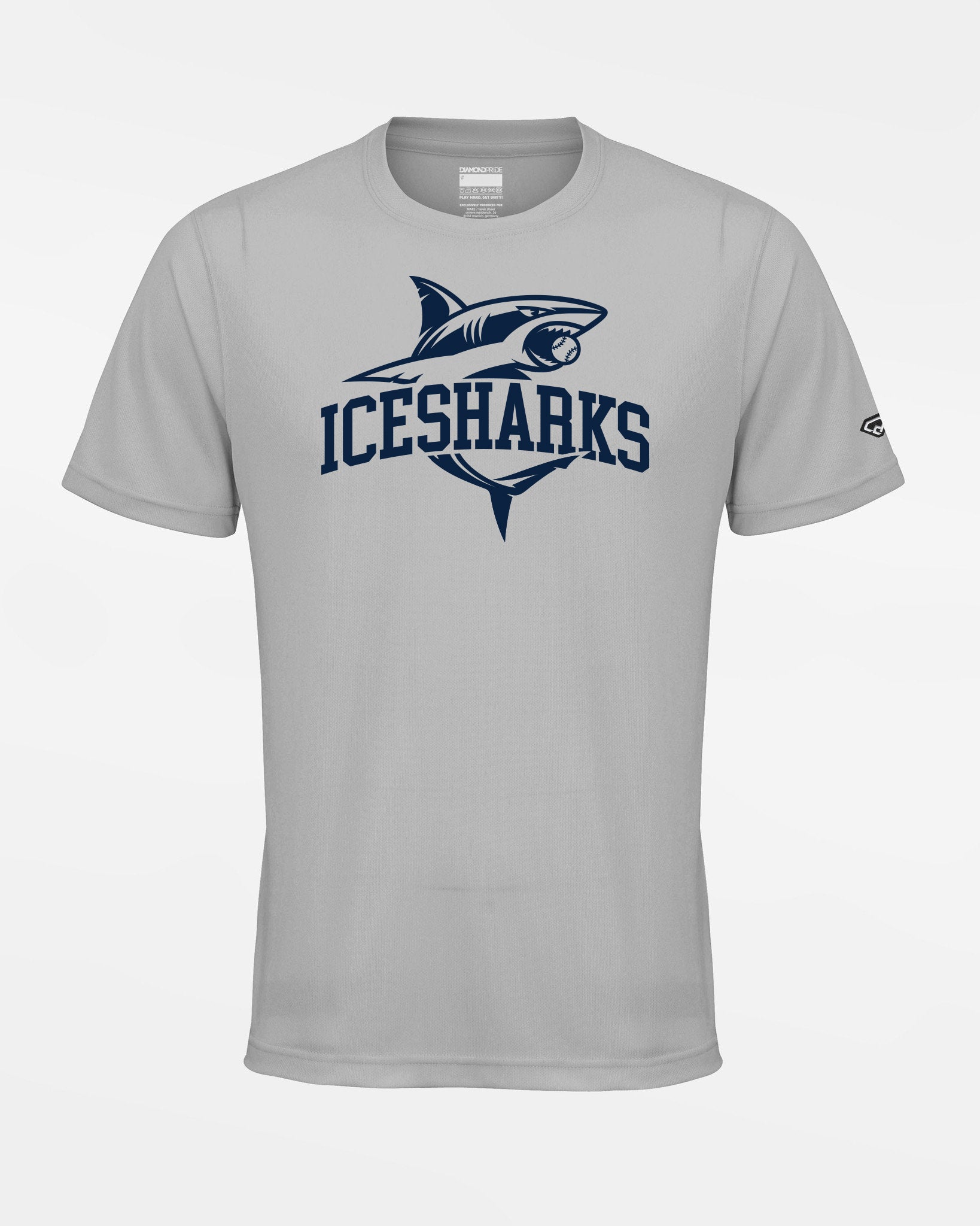 Diamond Pride Basic Functional T-Shirt "Altdorf Icesharks", Shark & Script, grau-DIAMOND PRIDE
