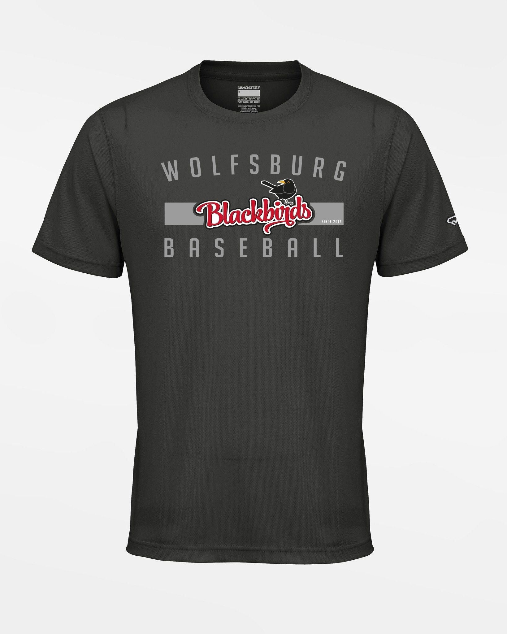 Diamond Pride Basic Functional T-Shirt "Wolfsburg Blackbirds", Script, dunkelgrau-DIAMOND PRIDE