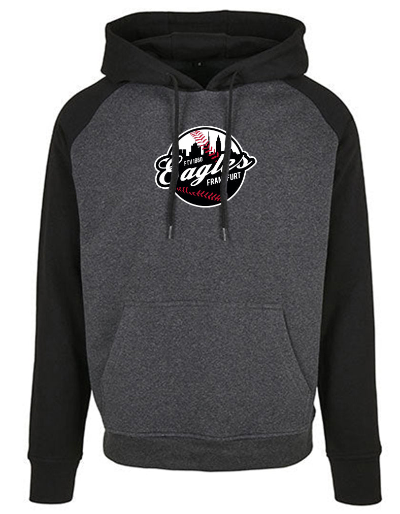 Diamond Pride Basic Raglan Hoodie "Frankfurt Eagles", Crest, heather dunkelgrau - schwarz-DIAMOND PRIDE