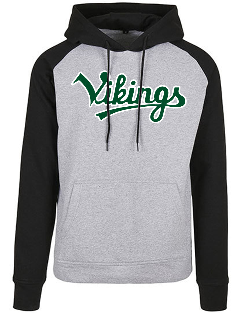 Diamond Pride Basic Raglan Hoodie "Kufstein Vikings", Script, schwarz-heather grau-DIAMOND PRIDE