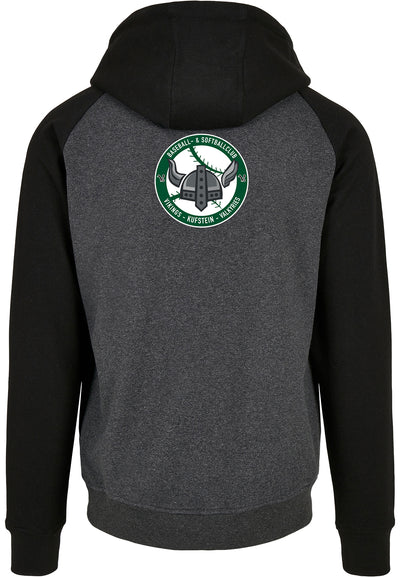 Diamond Pride Basic Raglan Hoodie "Kufstein Vikings", VS & Crest, schwarz-dunkelgrau-DIAMOND PRIDE