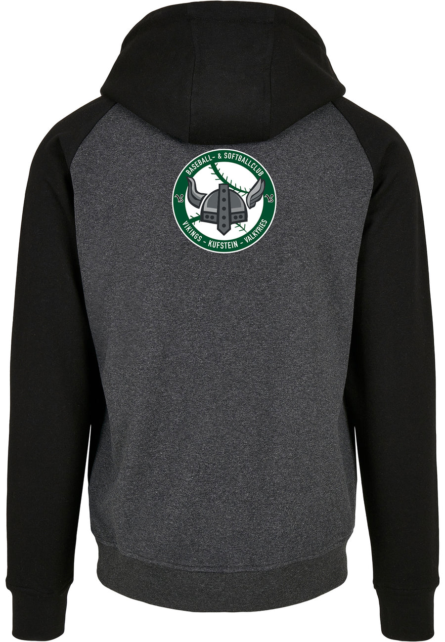 Diamond Pride Basic Raglan Hoodie "Kufstein Vikings", VS & Crest, schwarz-dunkelgrau-DIAMOND PRIDE