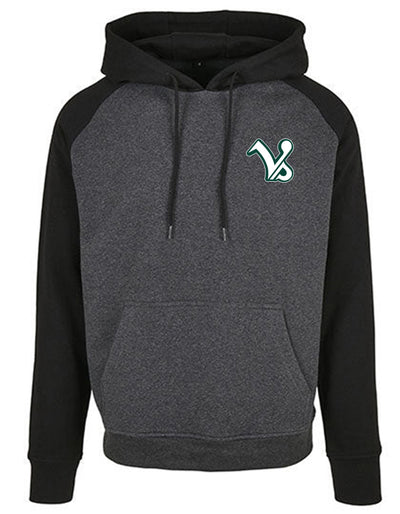 Diamond Pride Basic Raglan Hoodie "Kufstein Vikings", VS & Crest, schwarz-dunkelgrau-DIAMOND PRIDE