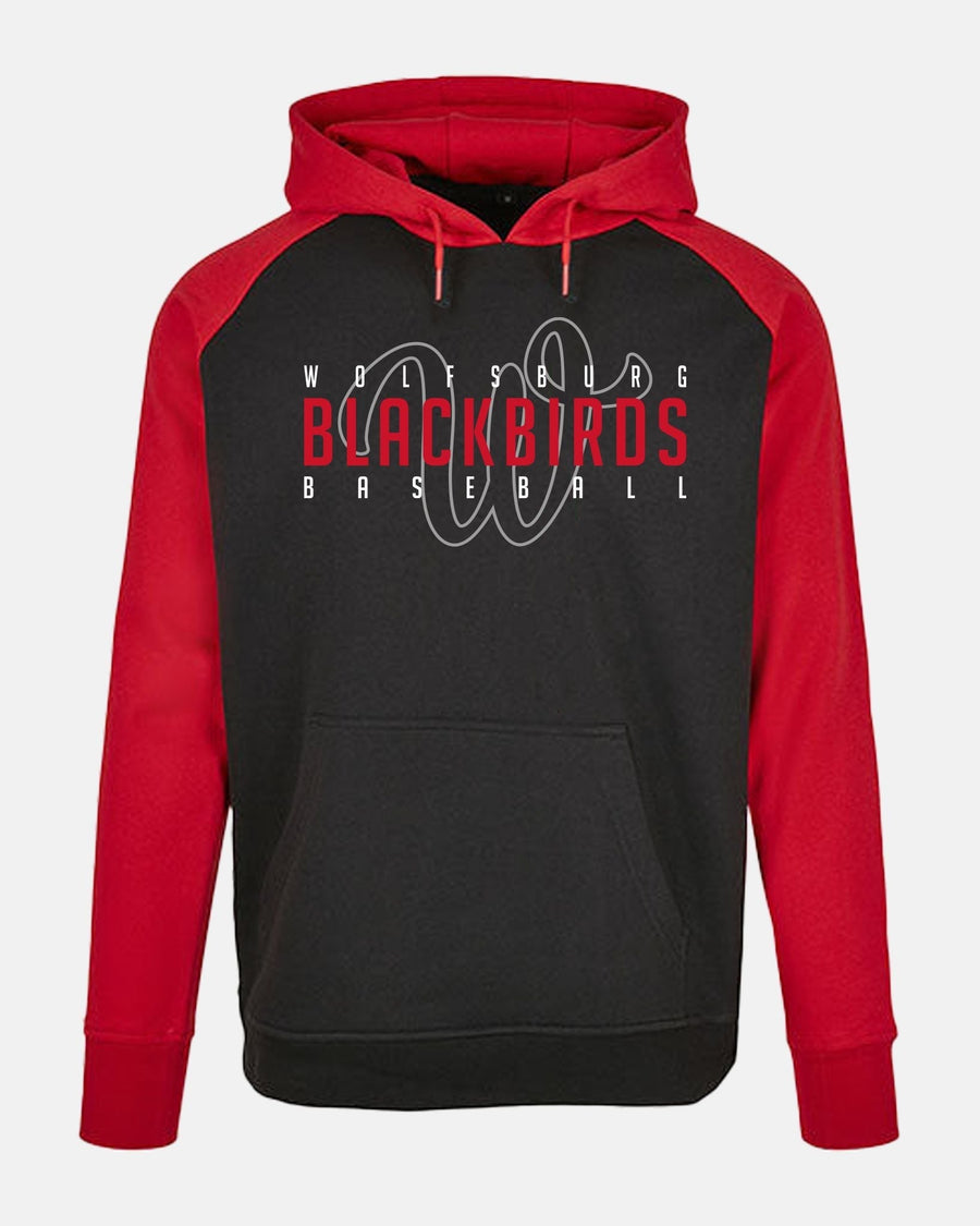 Diamond Pride Basic Raglan Hoodie "Wolfsburg Blackbirds", W & Blackbirds, schwarz-rot-DIAMOND PRIDE