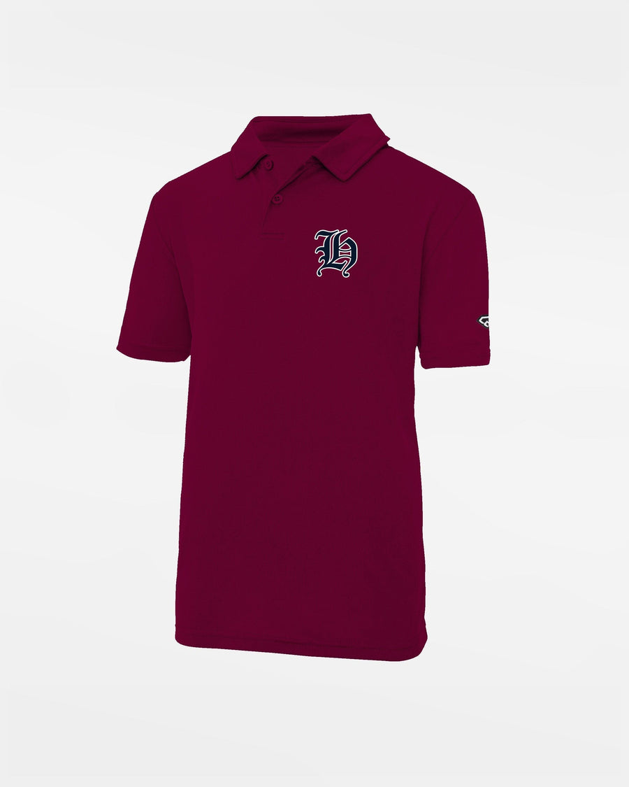 Diamond Pride Kids Basic Functional Polo-Shirt "Tübingen Hawks", H, maroon rot-DIAMOND PRIDE