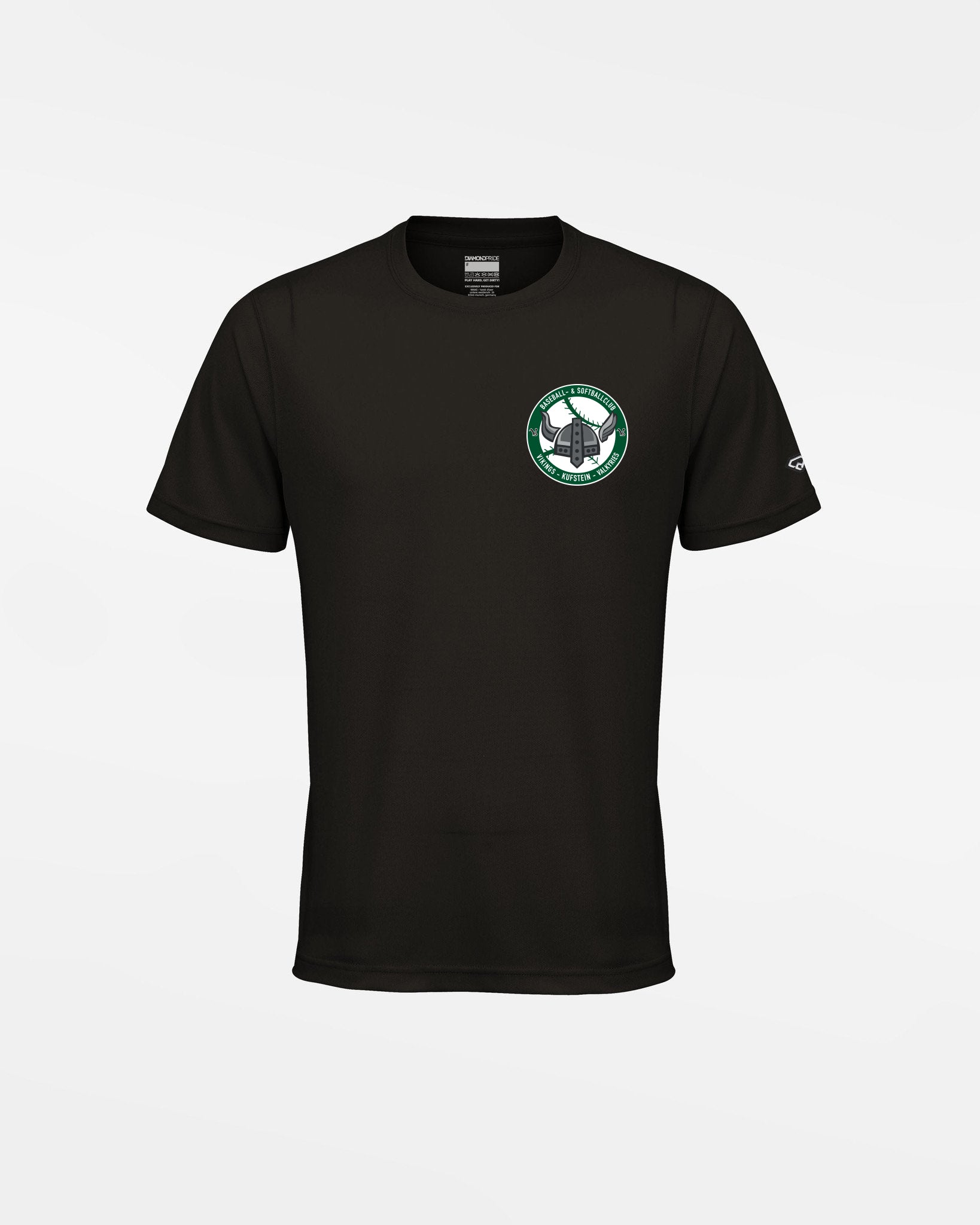 Diamond Pride Kids Basic Functional T-Shirt „Kufstein Vikings“, Crest, schwarz-DIAMOND PRIDE