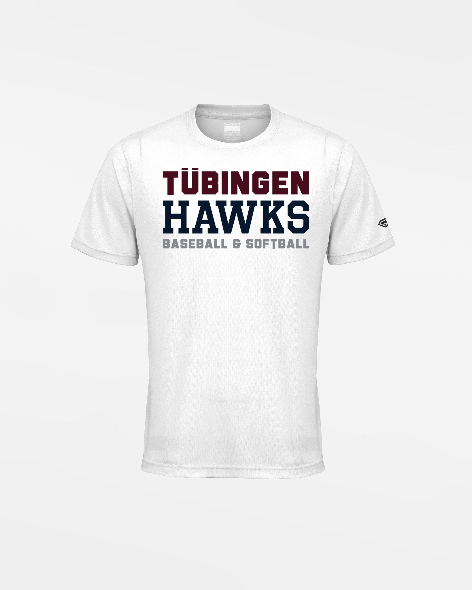 Diamond Pride Kids Basic Functional T-Shirt "Tübingen Hawks", Primary Logo, weiss-DIAMOND PRIDE