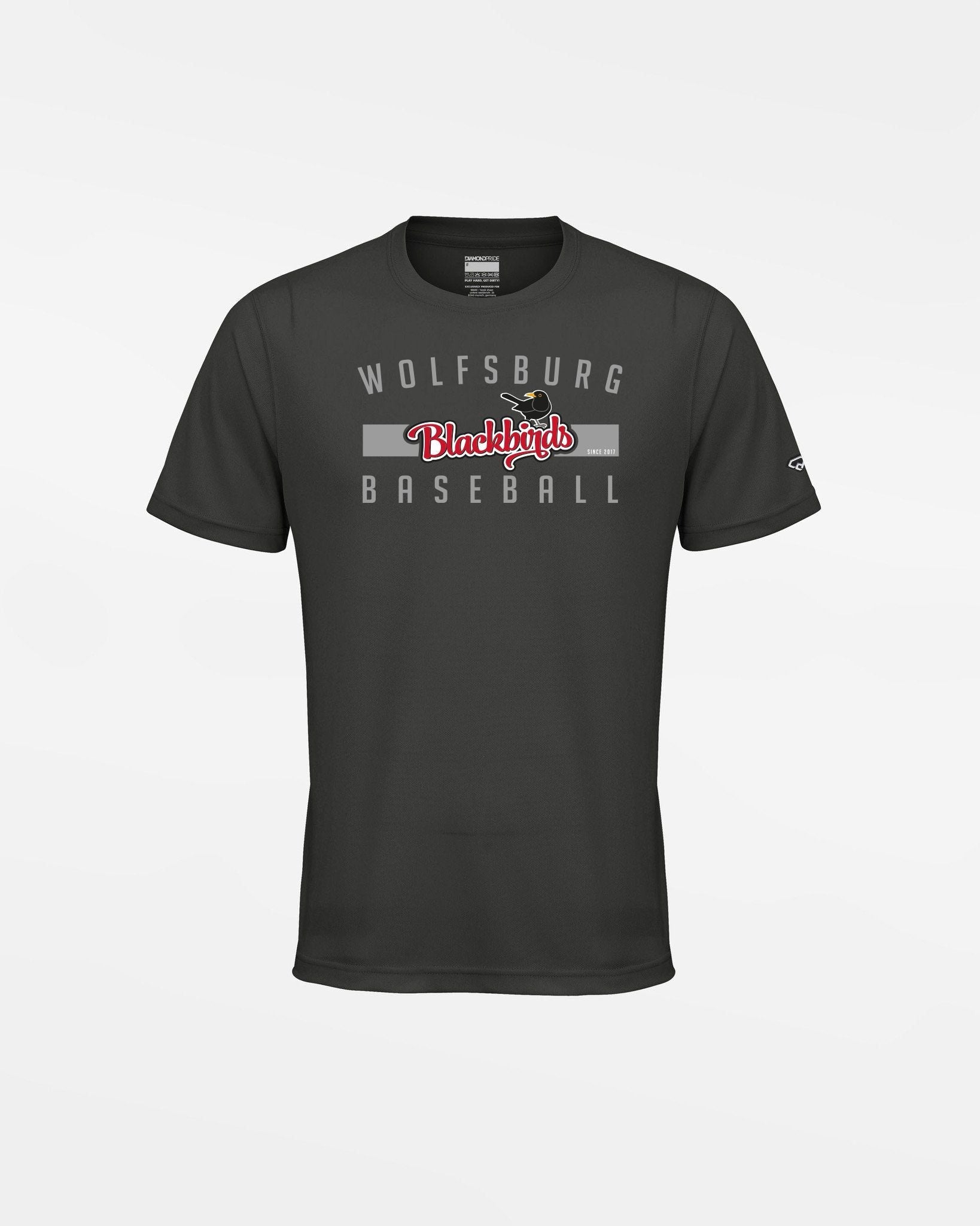 Diamond Pride Kids Basic Functional T-Shirt "Wolfsburg Blackbirds", Script, dunkelgrau-DIAMOND PRIDE