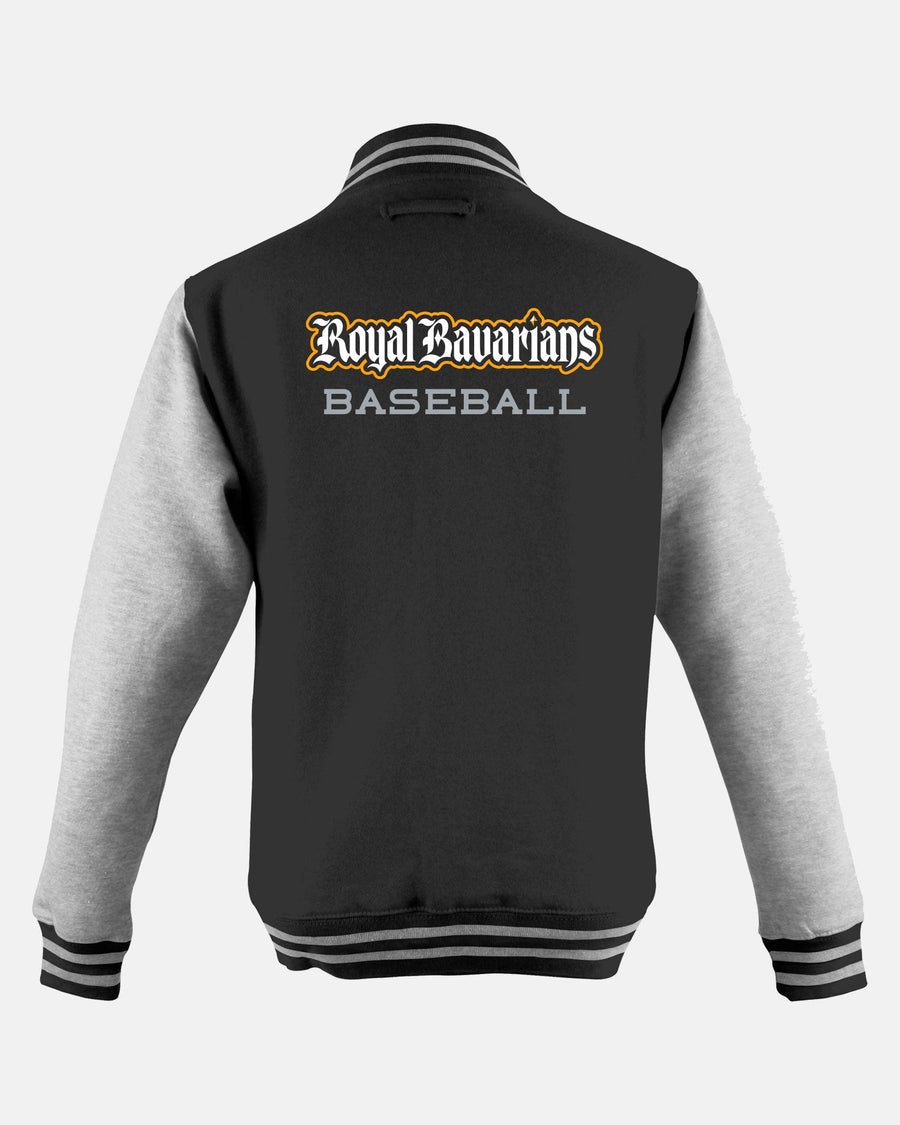 Diamond Pride Kids Varsity College Jacke "Füssen Royal Bavarians", RB & Baseball, schwarz - heather grau-DIAMOND PRIDE