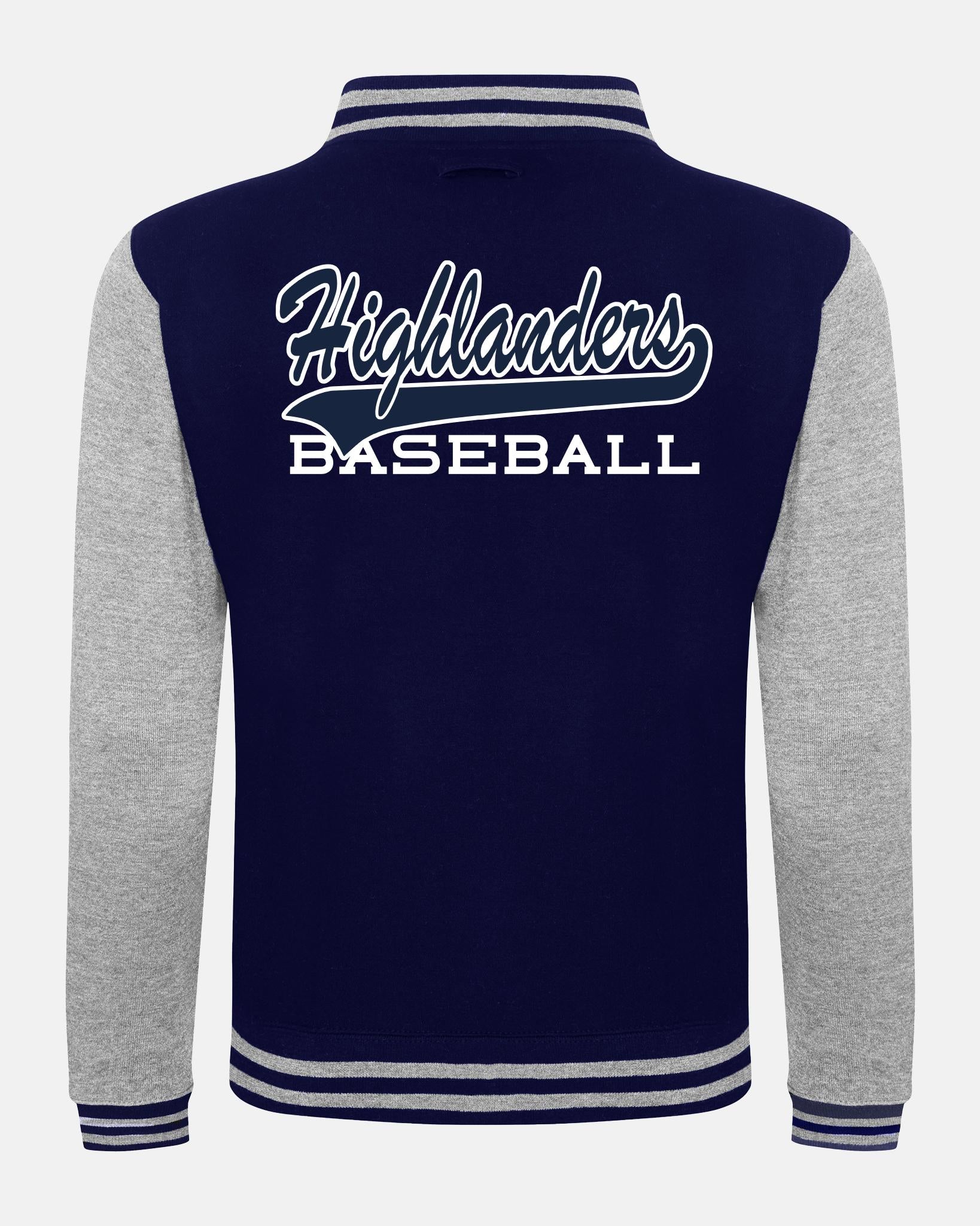Diamond Pride Kids Varsity College Jacke "Gramastetten Highlanders", H & Baseball, navy blau - heather grau-DIAMOND PRIDE
