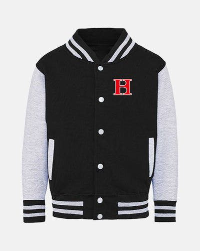 Diamond Pride Kids Varsity College Jacke "Hard Bulls", HB & Primary Logo, schwarz-heather grau-DIAMOND PRIDE