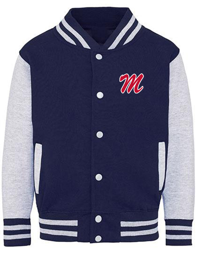 Diamond Pride Kids Varsity College Jacke "Nagold Mohawks", M & Script, navy blau - heather grau-DIAMOND PRIDE