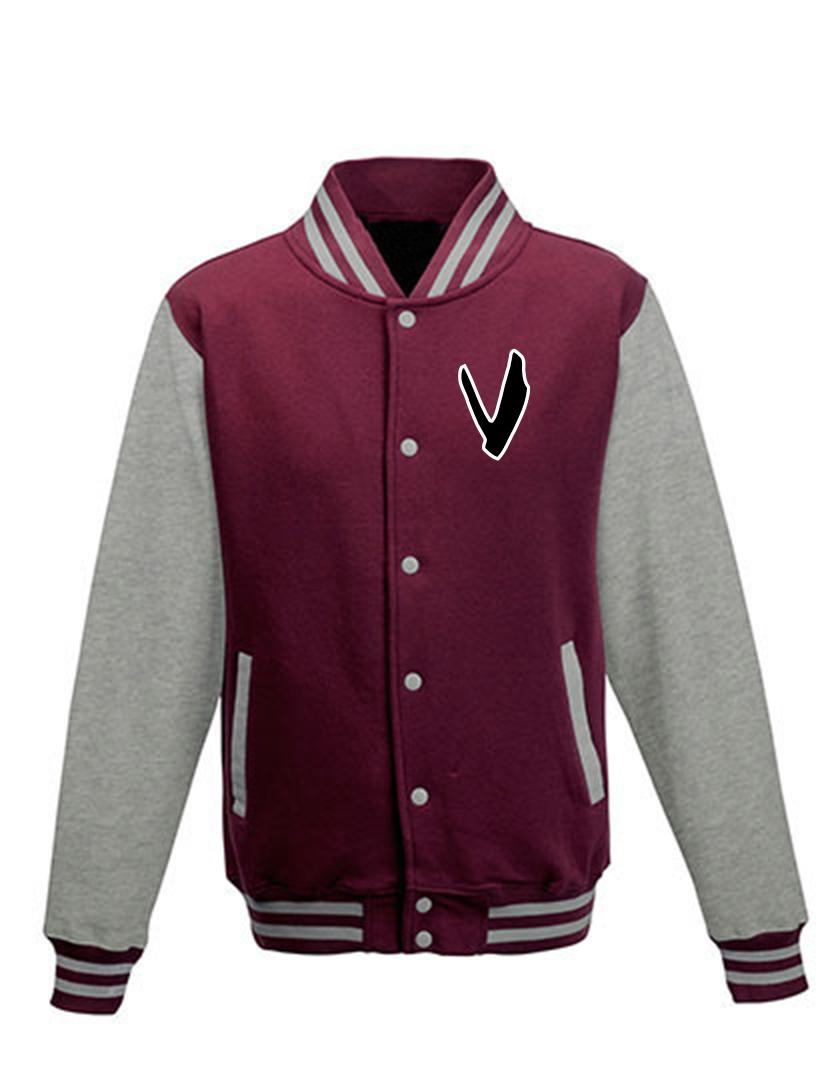 Diamond Pride Kids Varsity College Jacke "Wesseling Vermins", Old Vermins Baseball, maroon-rot - heather grau-DIAMOND PRIDE