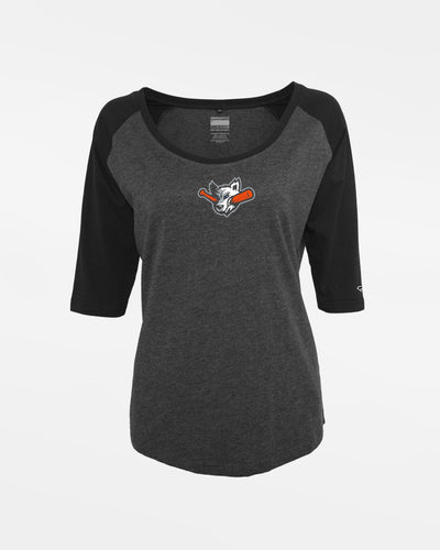 Diamond Pride Ladies 3/4 Contrast Raglan T-Shirt "Laufer Wölfe", Wolf, heather dunkelgrau-schwarz-DIAMOND PRIDE