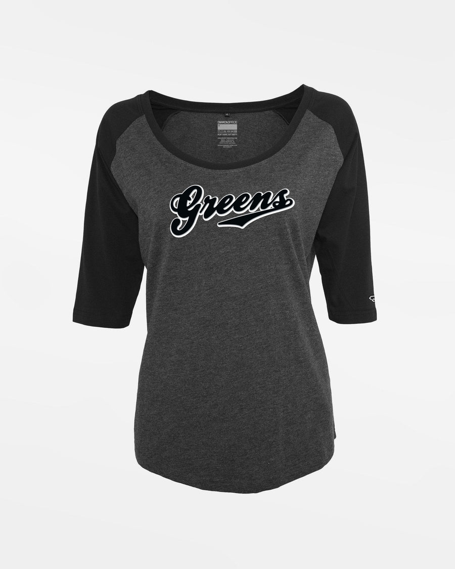 Diamond Pride Ladies 3/4 Contrast Raglan T-Shirt "Niederlamitz Greens", Logo, heather dunkelgrau - schwarz-DIAMOND PRIDE