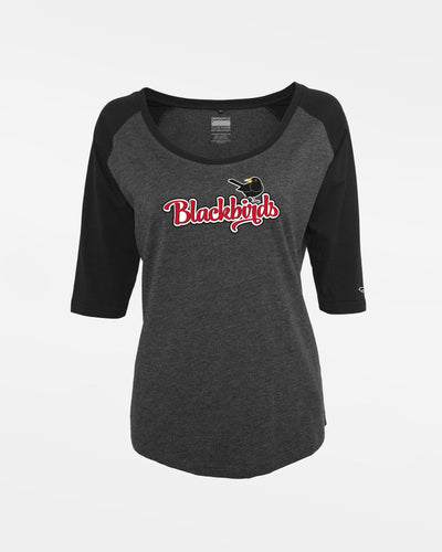 Diamond Pride Ladies 3/4 Contrast Raglan T-Shirt "Wolfsburg Blackbirds", Bird, heather dunkelgrau-schwarz-DIAMOND PRIDE