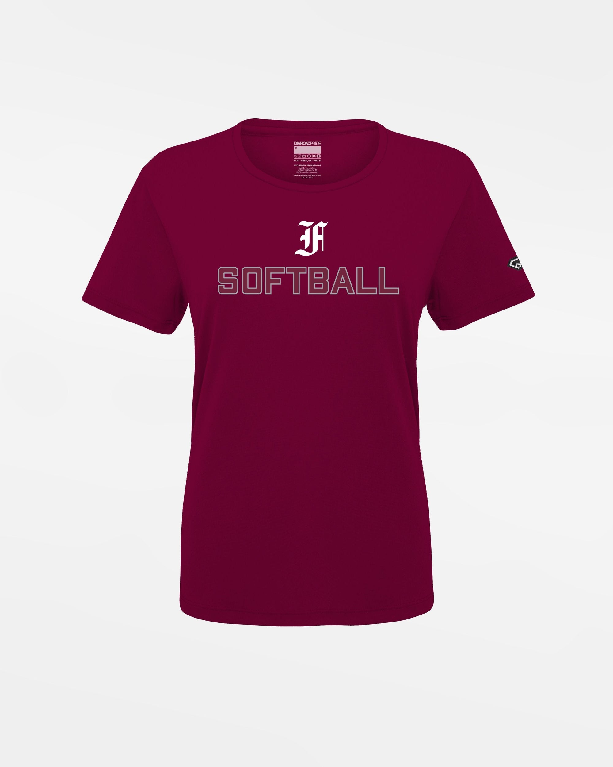 Diamond Pride Ladies Basic Functional T-Shirt, "Berlin Flamingos", F & Softball, burgundy-DIAMOND PRIDE