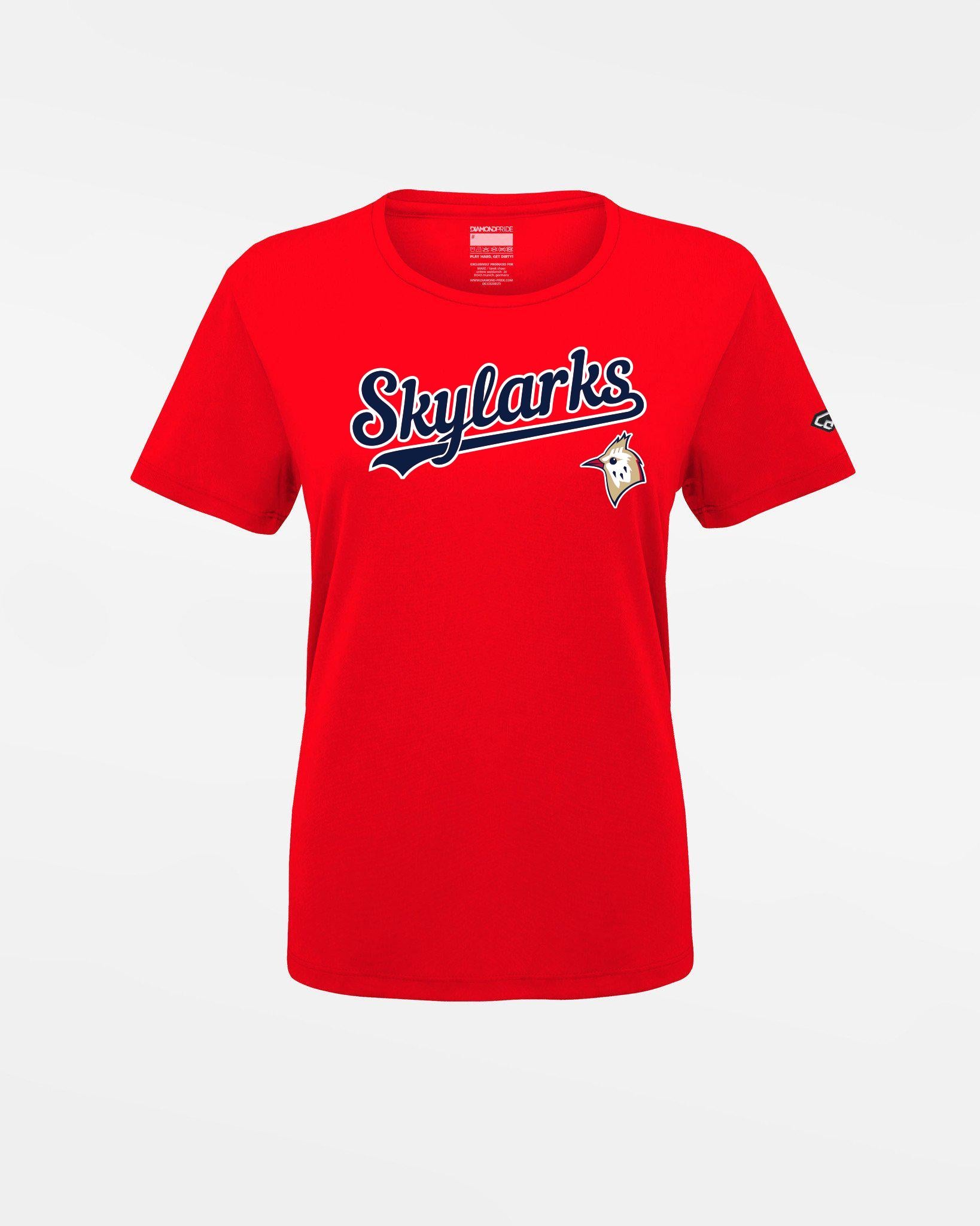 Diamond Pride Ladies Basic Functional T-Shirt "Berlin Skylarks", Script & Bird, rot-DIAMOND PRIDE