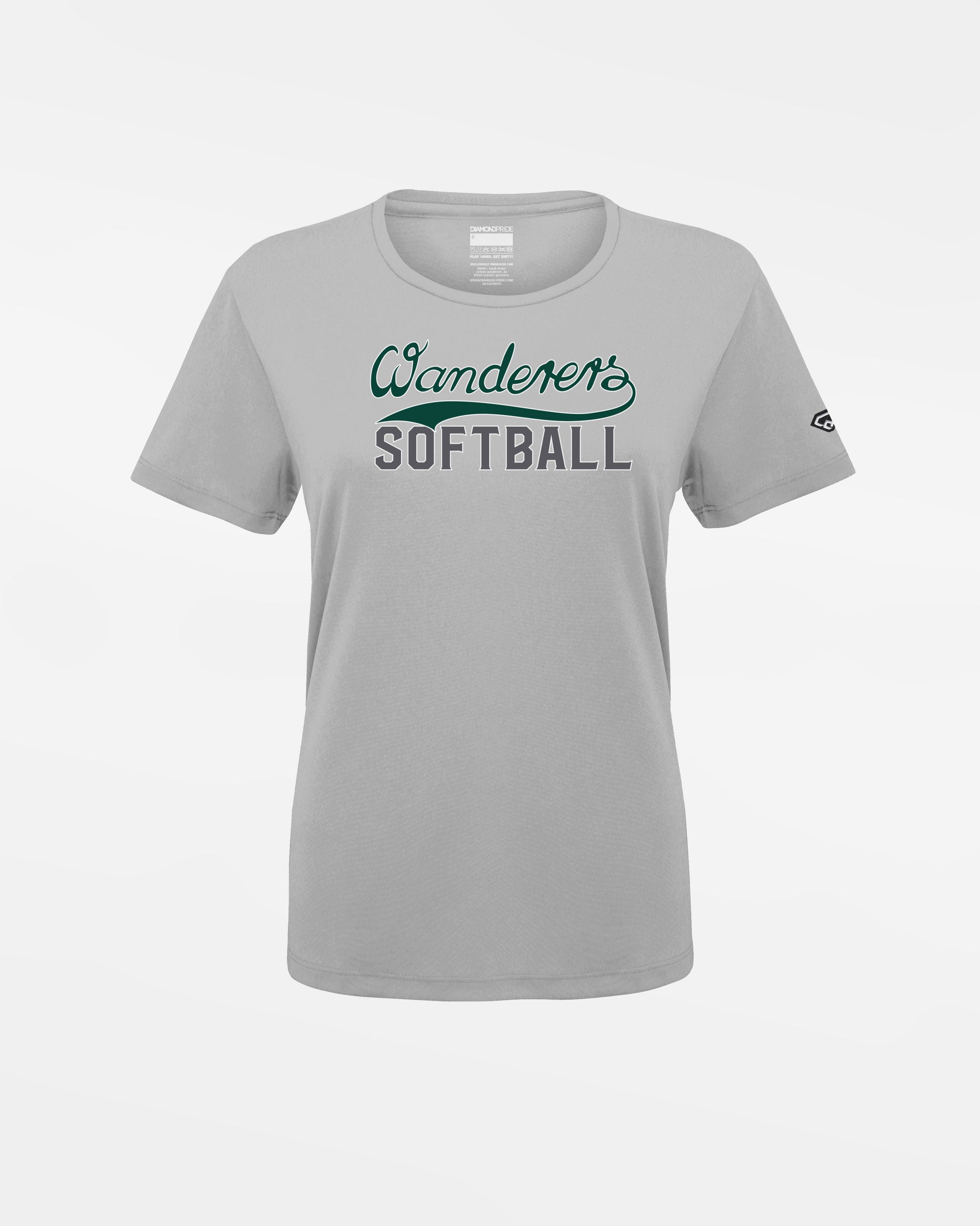 Diamond Pride Ladies Basic Functional T-Shirt "Herrenberg Wanderers", Softball, grau-DIAMOND PRIDE
