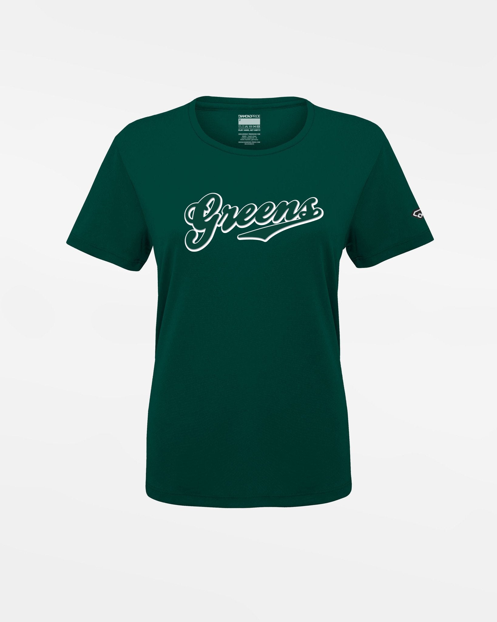 Diamond Pride Ladies Basic Functional T-Shirt "Niederlamitz Greens", Logo, dunkelgrün-DIAMOND PRIDE