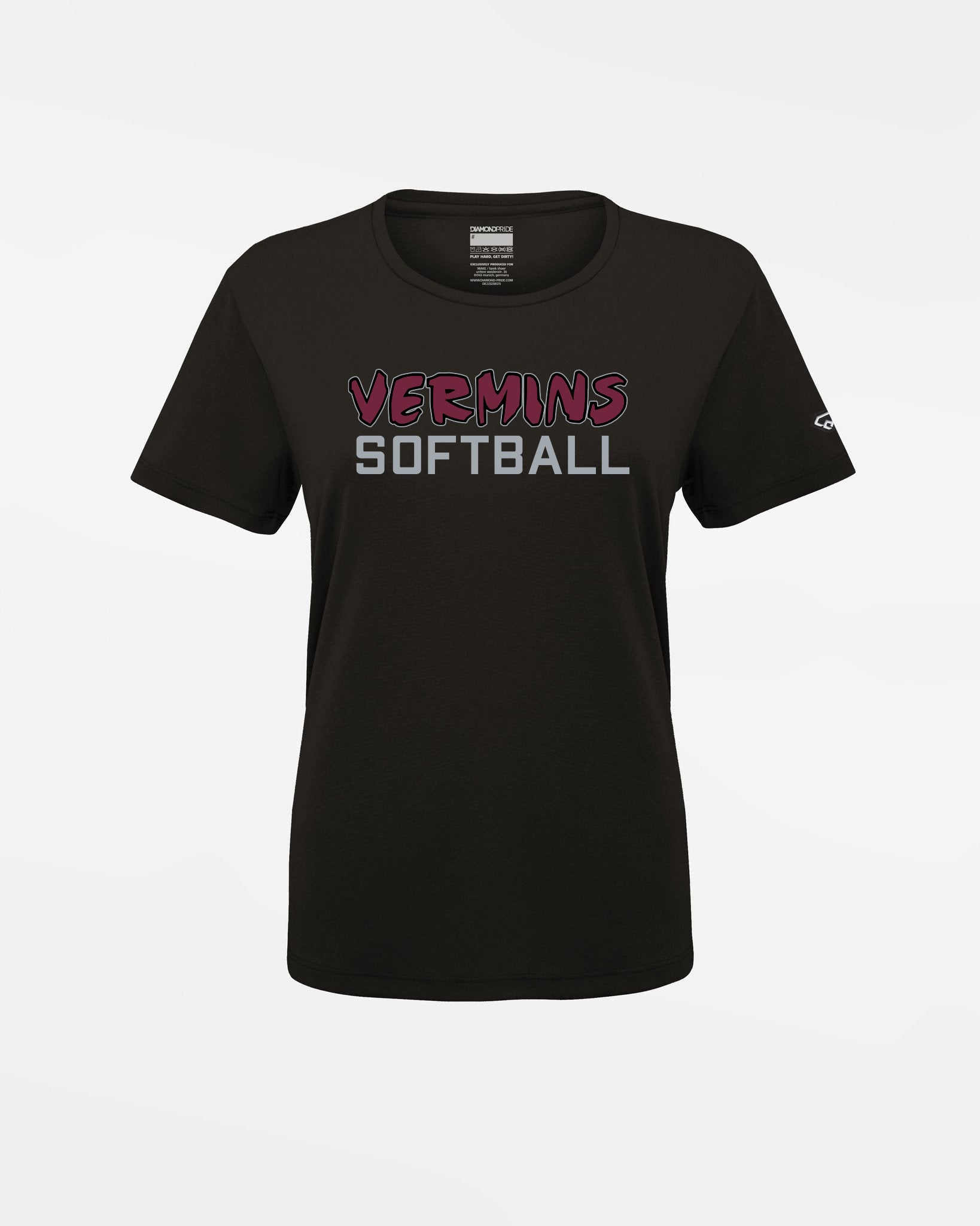 Diamond Pride Ladies Basic Functional T-Shirt "Wesseling Vermins", Old Vermins Softball, schwarz-DIAMOND PRIDE
