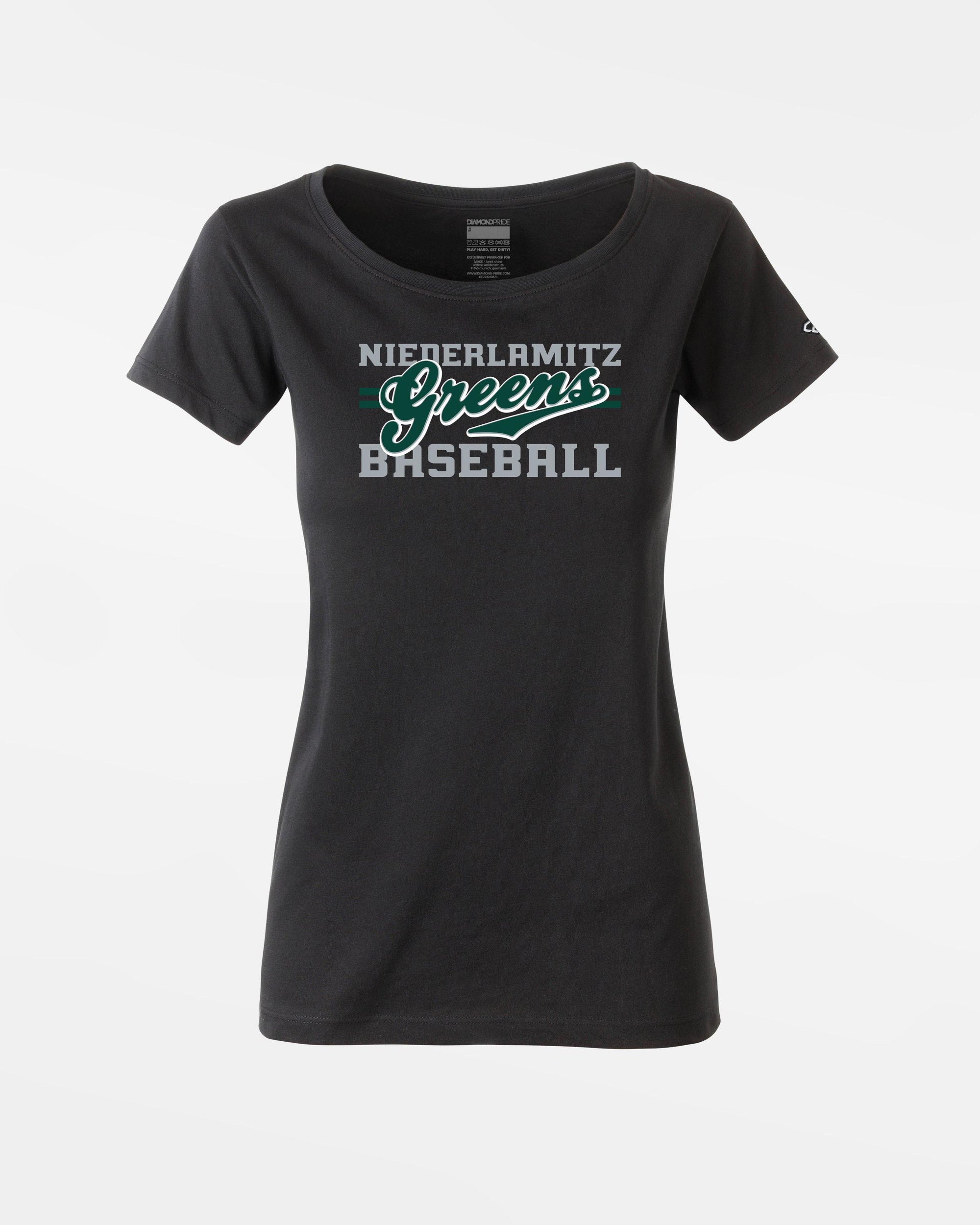 Diamond Pride Ladies Premium Light T-Shirt "Niederlamitz Greens", Primary Logo, schwarz-DIAMOND PRIDE