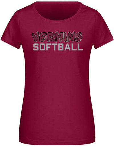 Diamond Pride Ladies Premium Light T-Shirt "Wesseling Vermins", Old Vermins Softball, maroon-rot-DIAMOND PRIDE