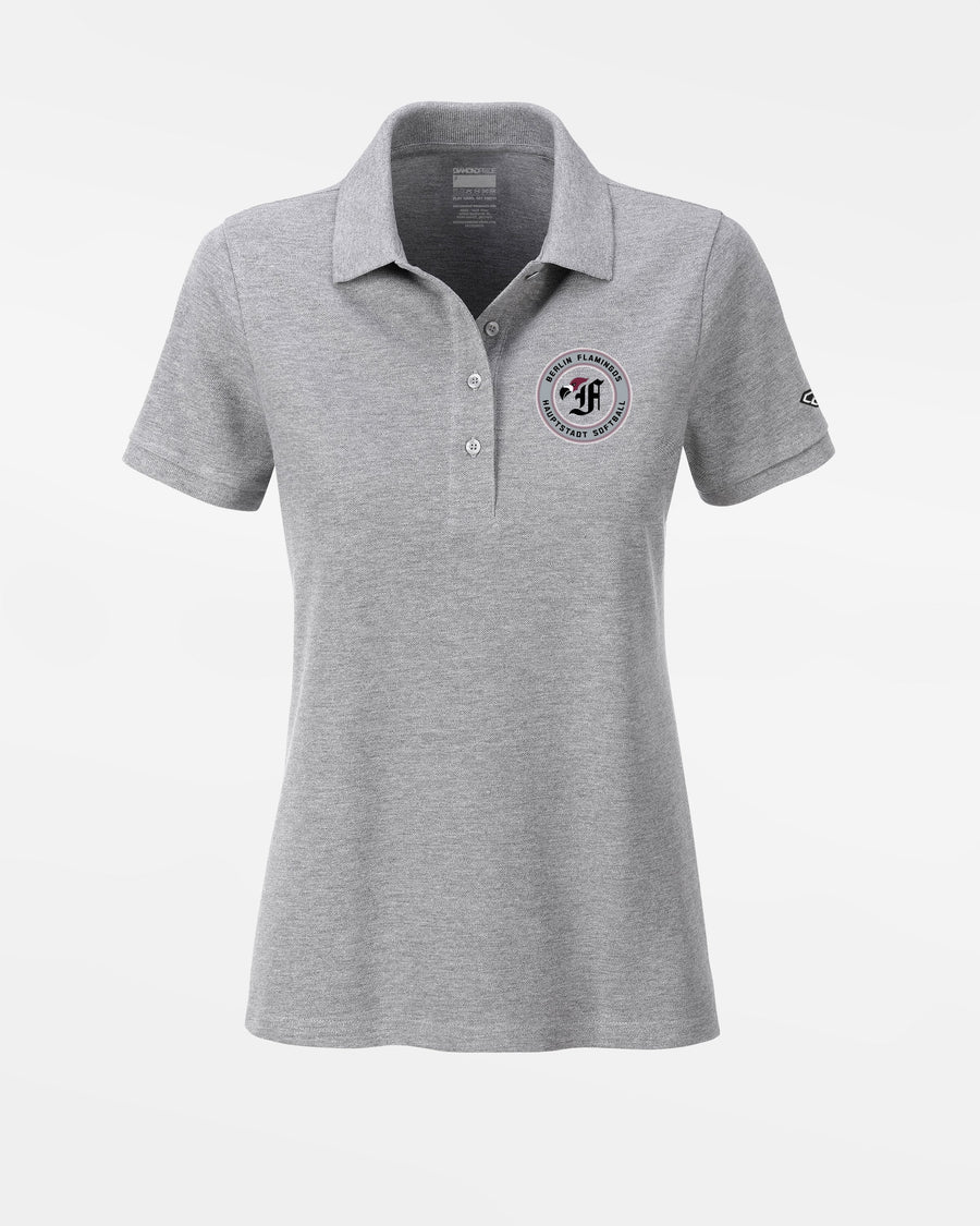 Diamond Pride Ladies Premium Polo-Shirt, "Berlin Flamingos", Crest Softball, heather grau-DIAMOND PRIDE