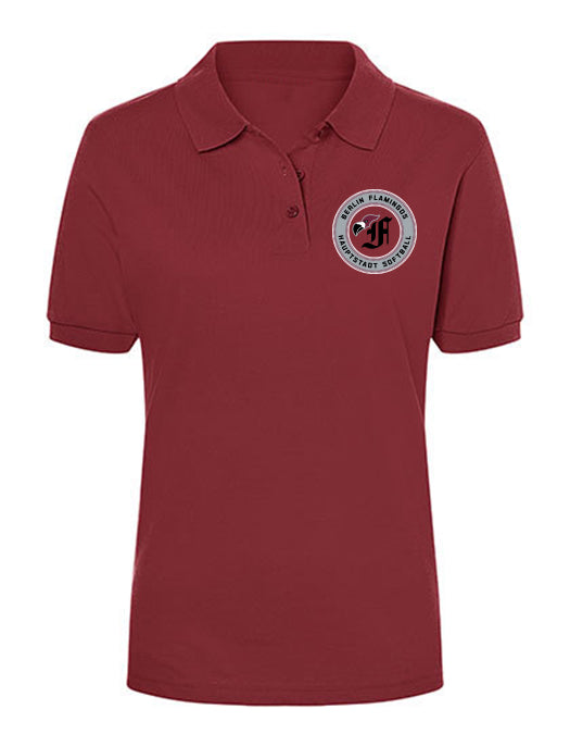 Diamond Pride Ladies Premium Polo-Shirt, "Berlin Flamingos", Crest Softball, maroon-rot-DIAMOND PRIDE