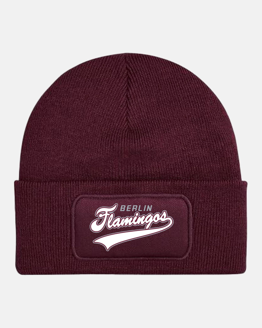 Diamond Pride Patch Beanie "Berlin Flamingos", Script, maroon-rot