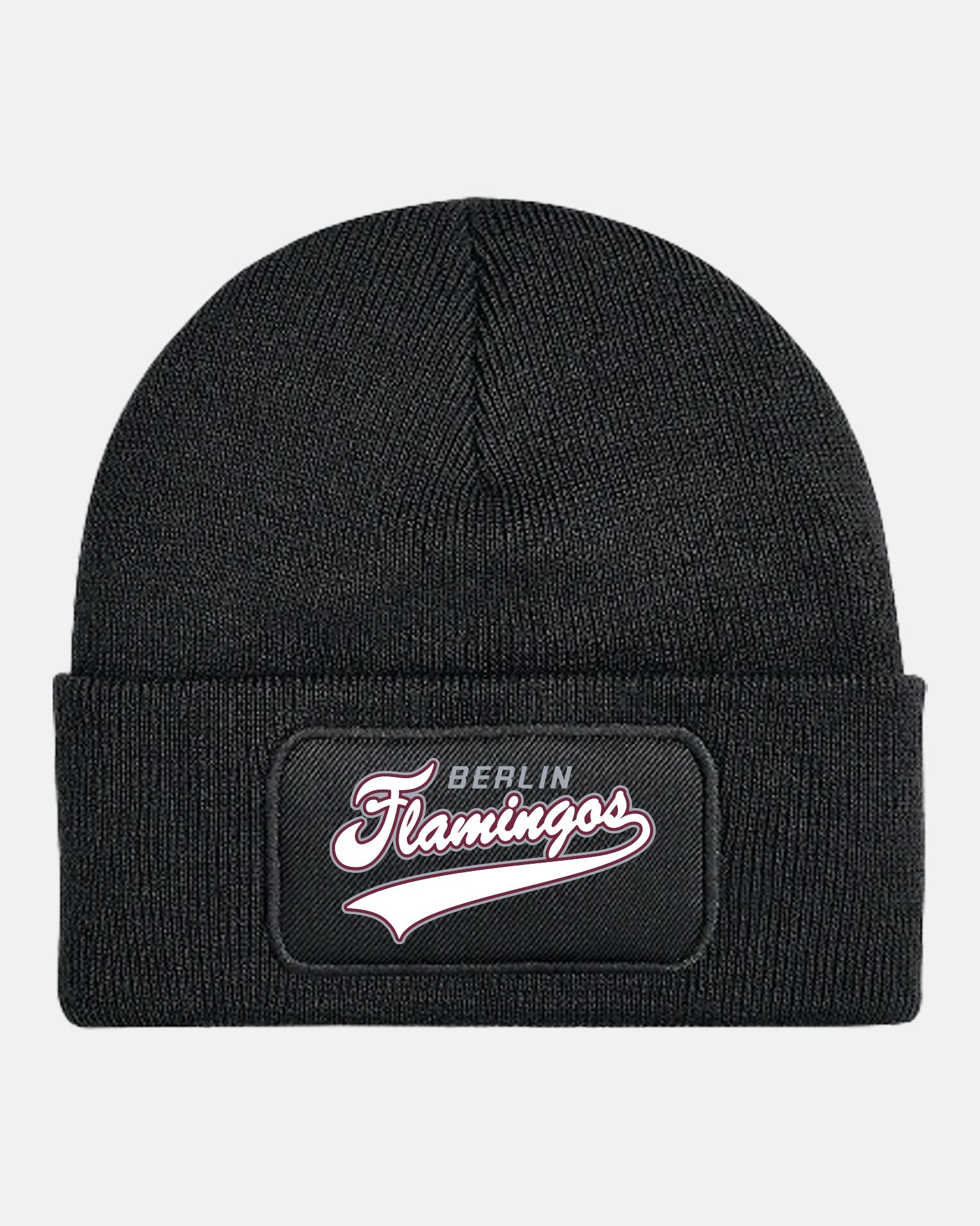 Diamond Pride Patch Beanie "Berlin Flamingos", Script, schwarz