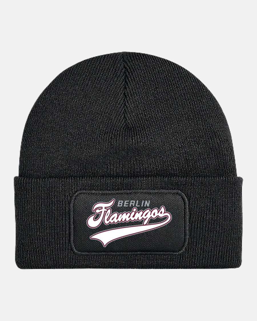 Diamond Pride Patch Beanie "Berlin Flamingos", Script, schwarz