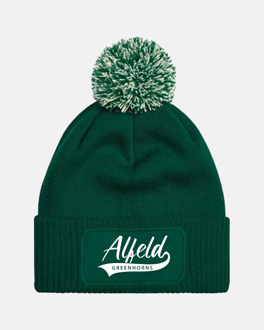 Diamond Pride PomPom Patch Beanie "Alfeld Greenhorns", Script, dunkelgrün
