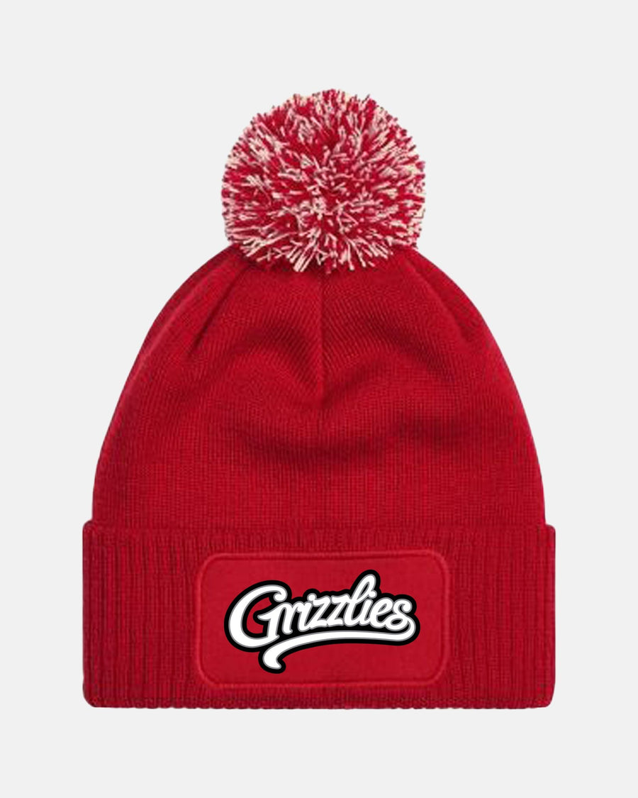 Diamond Pride PomPom Patch Beanie "Freising Grizzlies", Script, rot