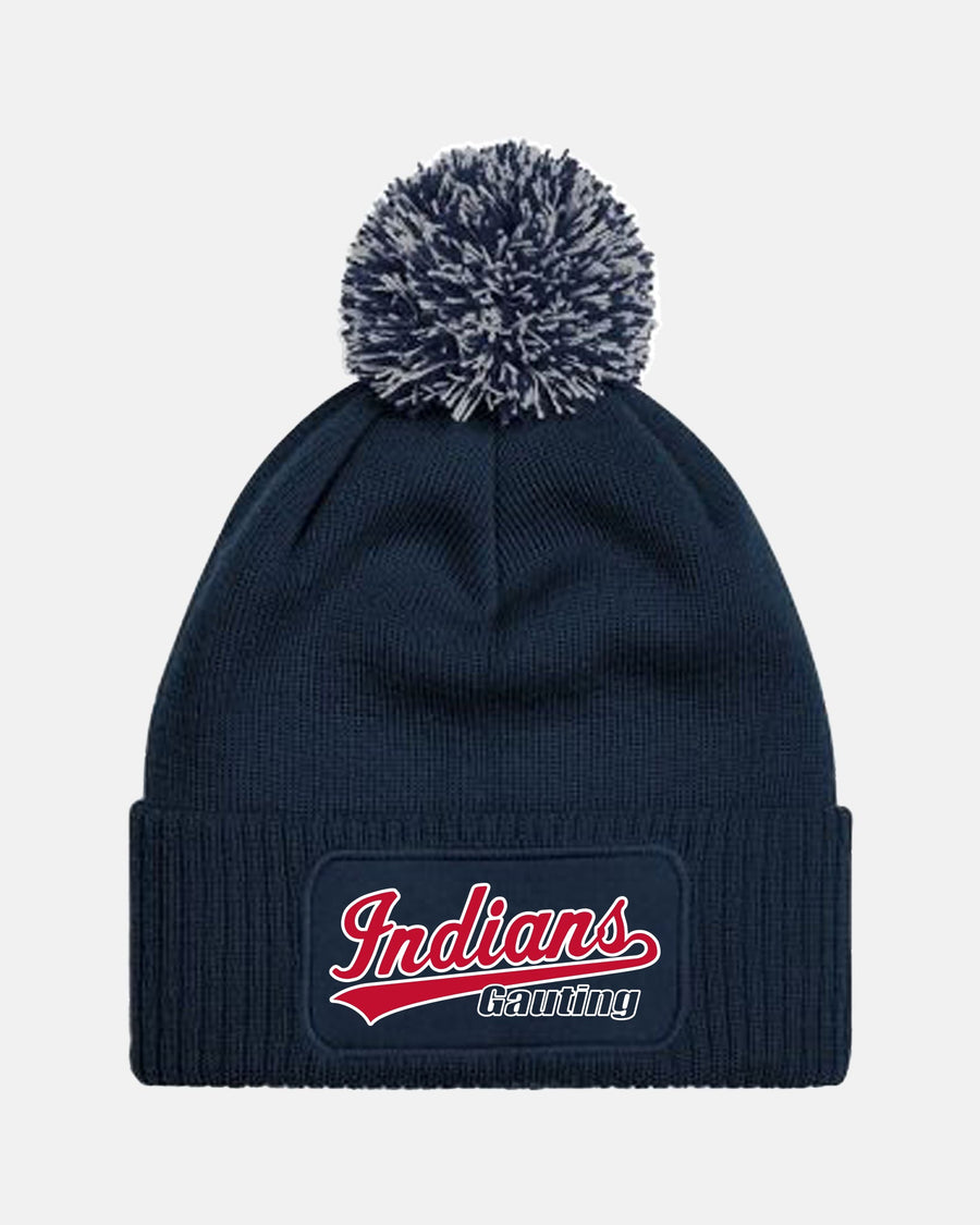 Diamond Pride PomPom Patch Beanie "Gauting Indians", Script, navy blau