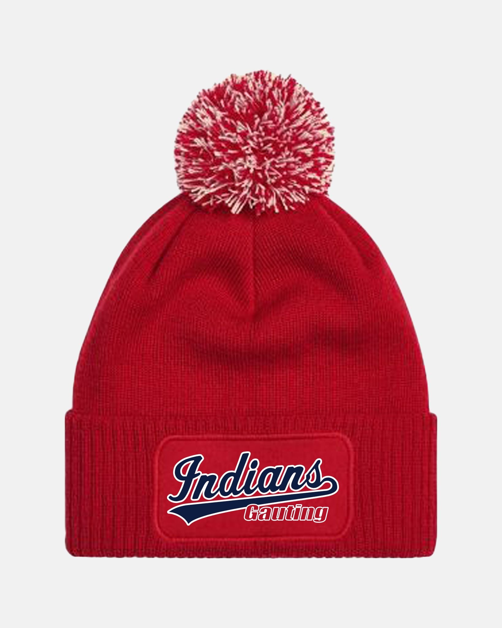 Diamond Pride PomPom Patch Beanie "Gauting Indians", Script, rot