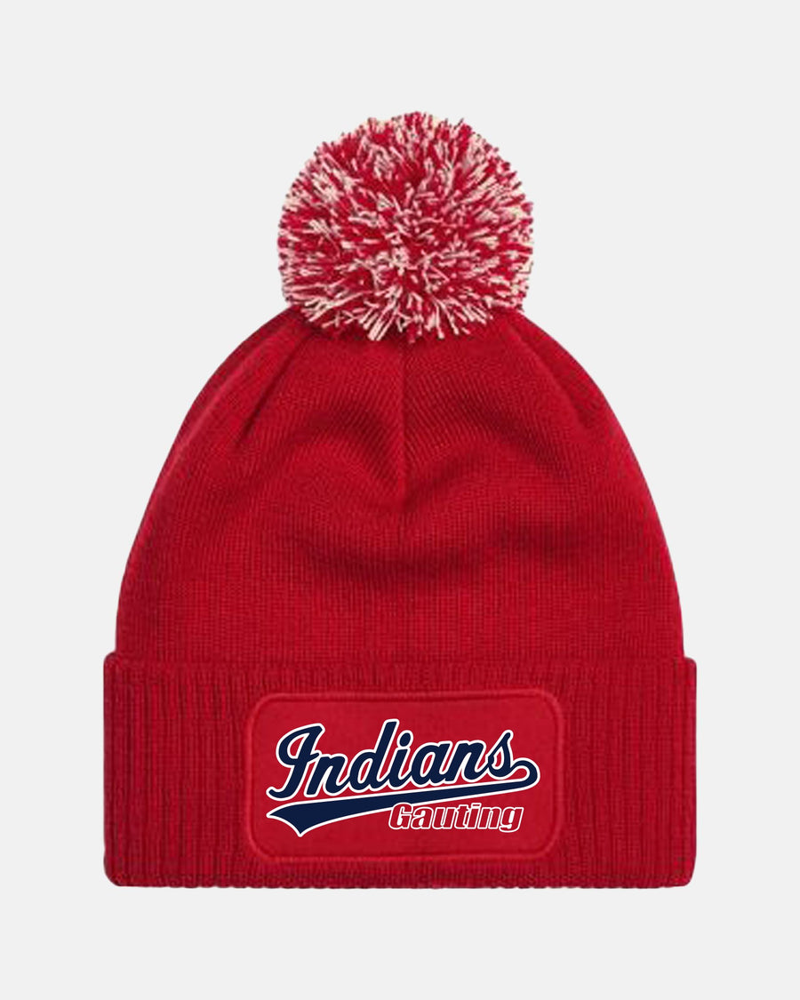Diamond Pride PomPom Patch Beanie "Gauting Indians", Script, rot