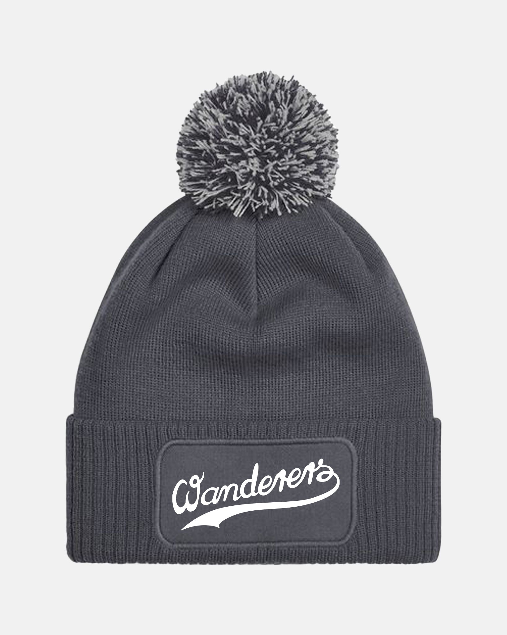 Diamond Pride PomPom Patch Beanie "Herrenberg Wanderers", Script, dunkelgrau