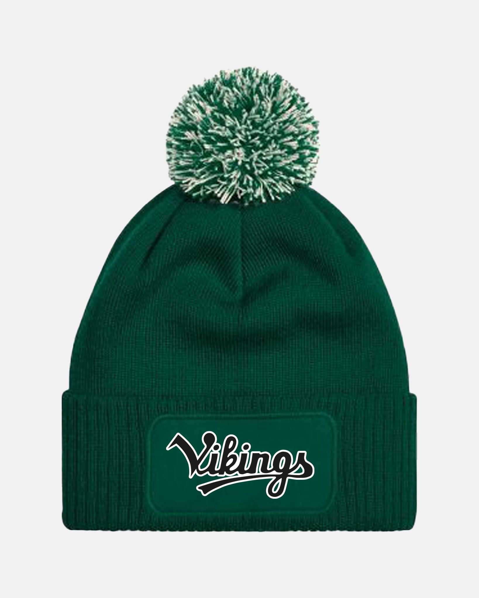 Diamond Pride PomPom Patch Beanie „Kufstein Vikings“, Script, dunkelgrün