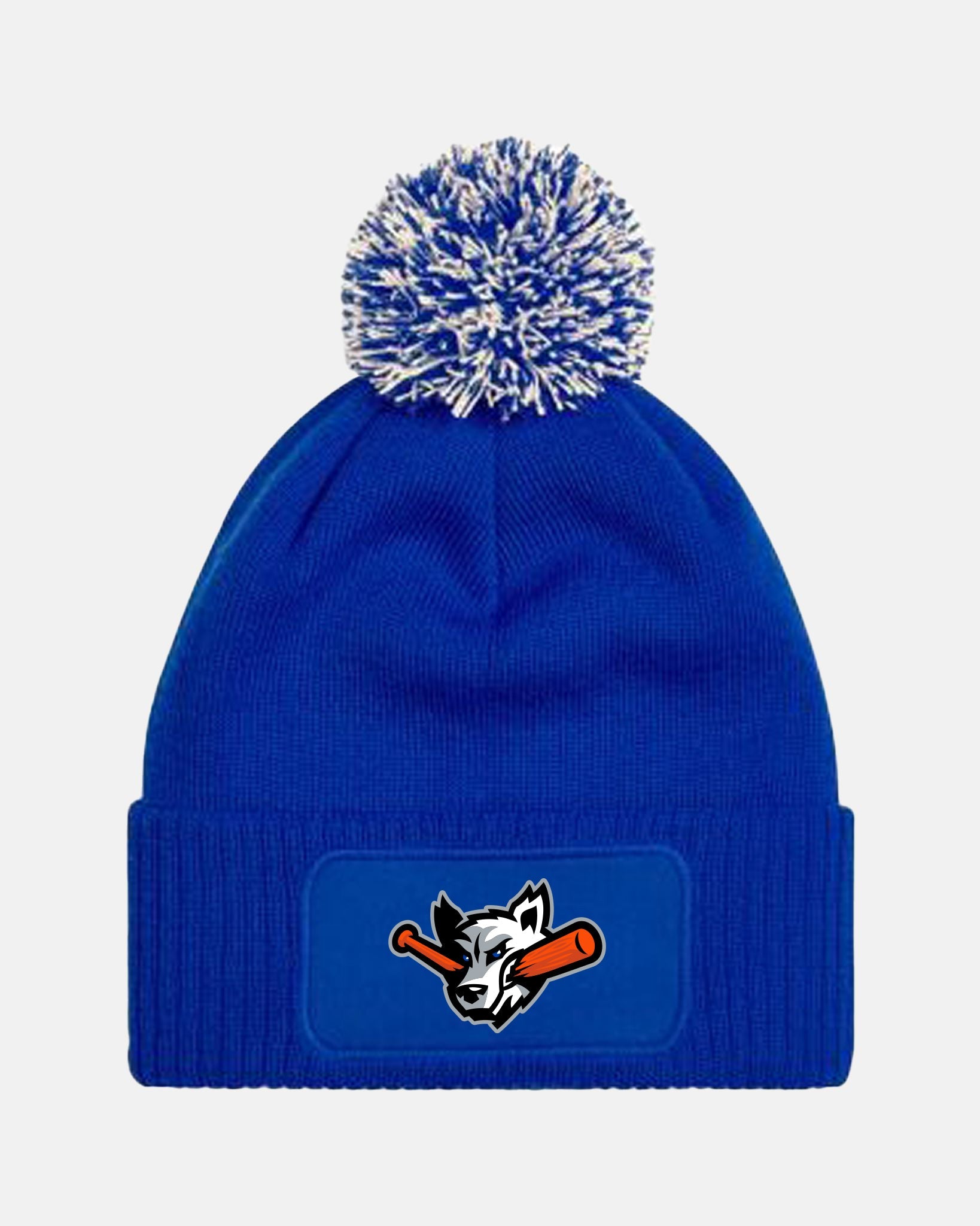 Diamond Pride PomPom Patch Beanie "Laufer Wölfe", Wolf, royal blau