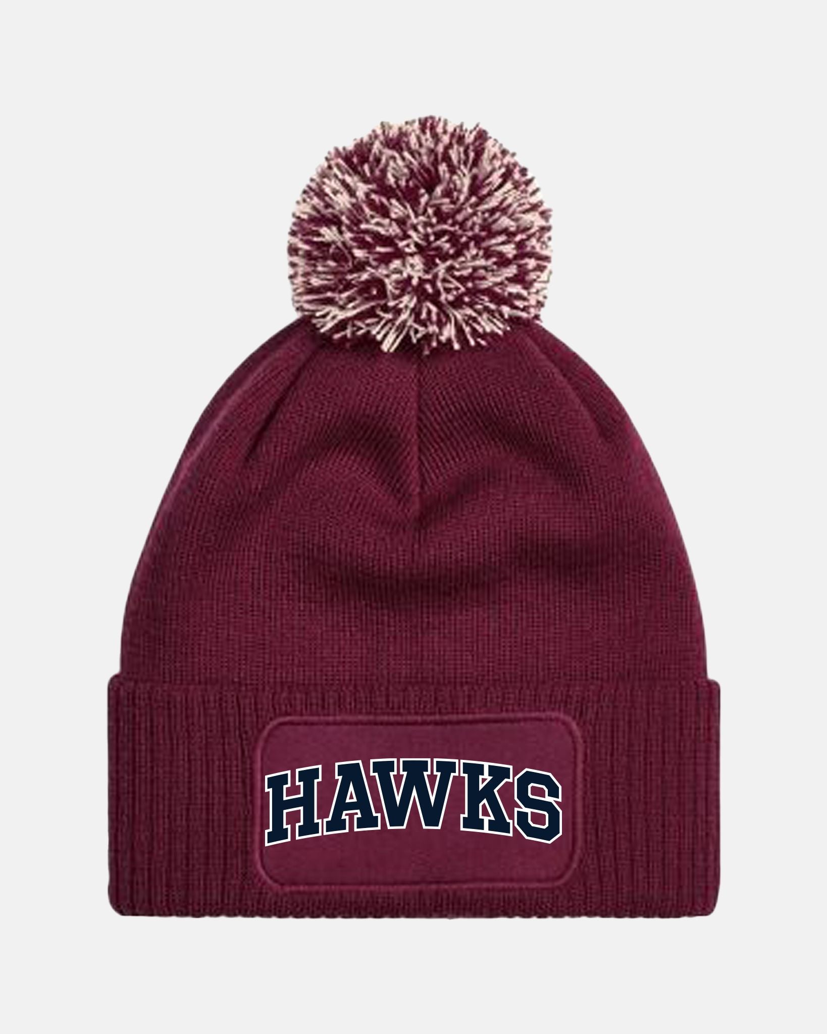 Diamond Pride PomPom Patch Beanie "Tübingen Hawks", Script, maroon-rot