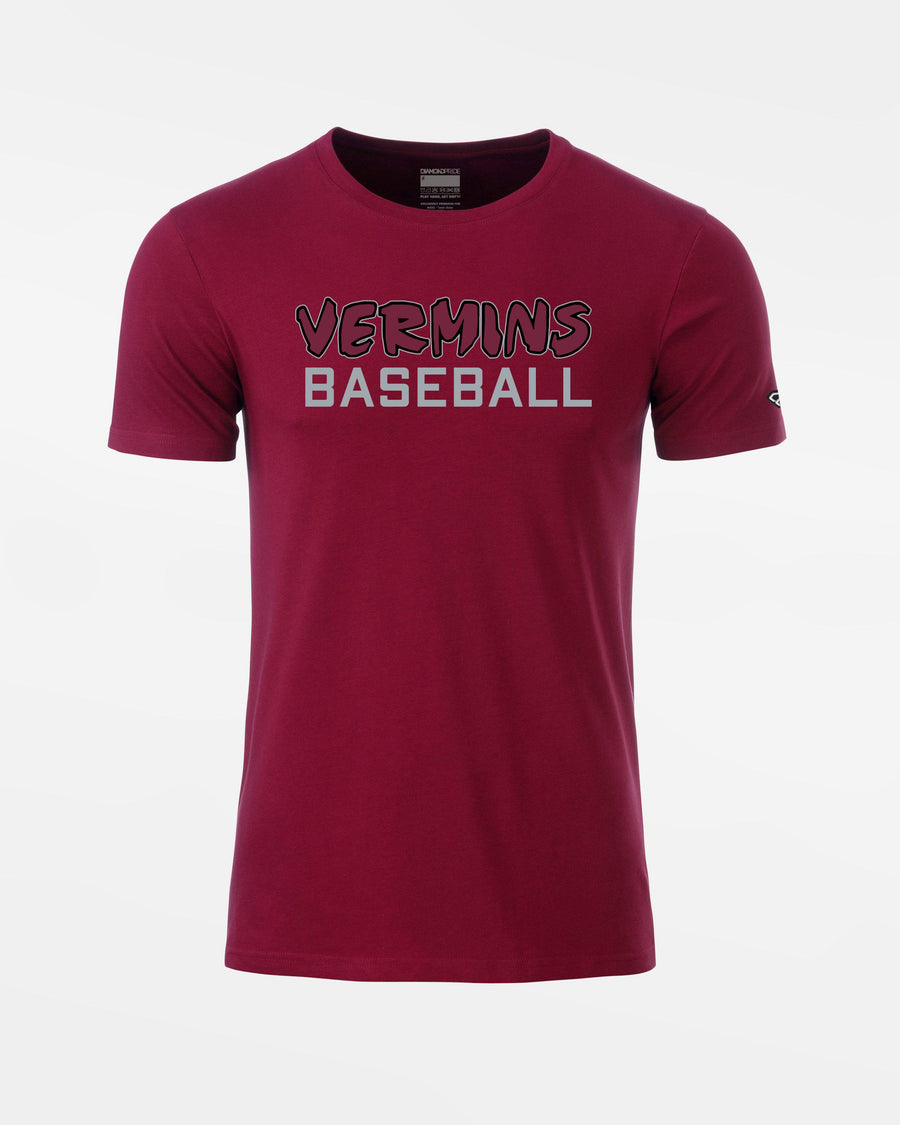 Diamond Pride Premium Light T-Shirt "Wesseling Vermins", Old Vermins Baseball, maroon-rot-DIAMOND PRIDE