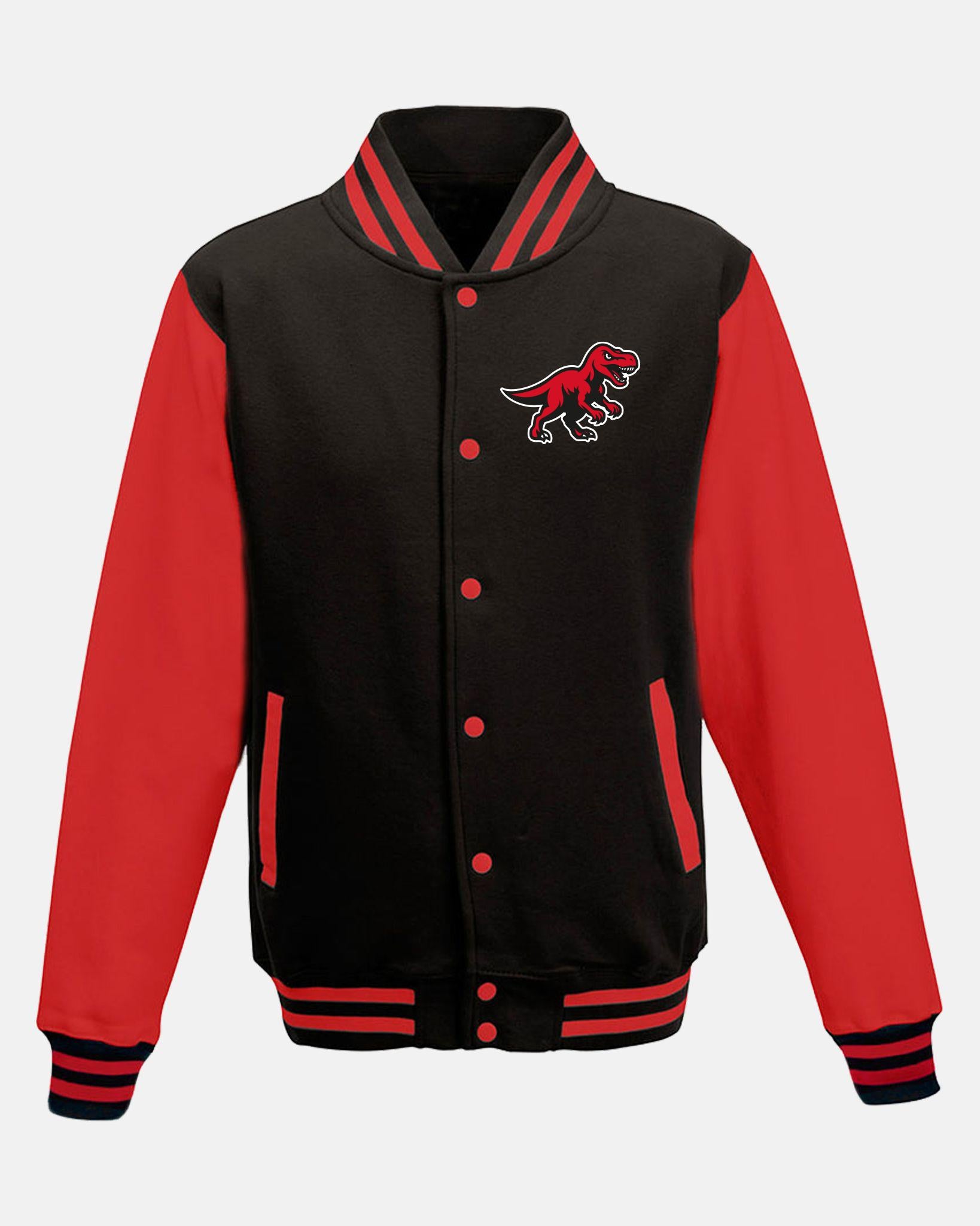 Diamond Pride Varsity College Jacke "Altdorf Raptors", Dino & Script, schwarz - rot-DIAMOND PRIDE