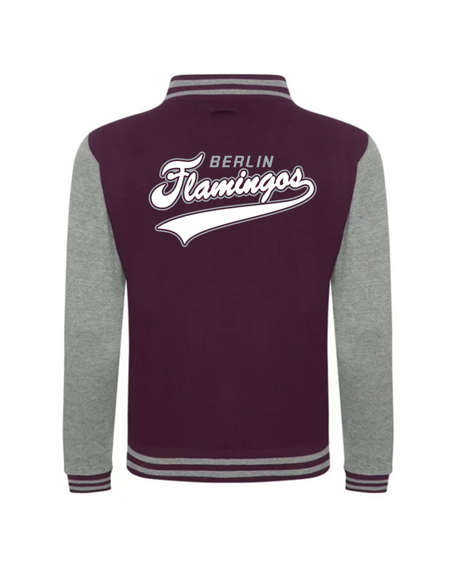 Diamond Pride Varsity College Jacke "Berlin Flamingos", F & Script, maroon rot - grau-DIAMOND PRIDE