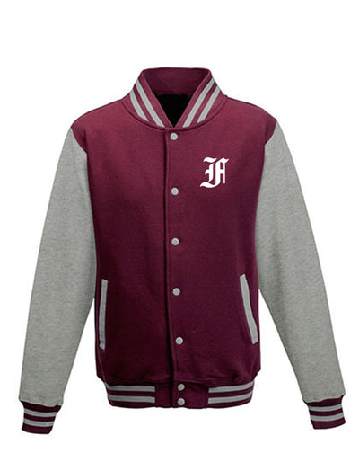 Diamond Pride Varsity College Jacke "Berlin Flamingos", F & Script, maroon rot - grau-DIAMOND PRIDE
