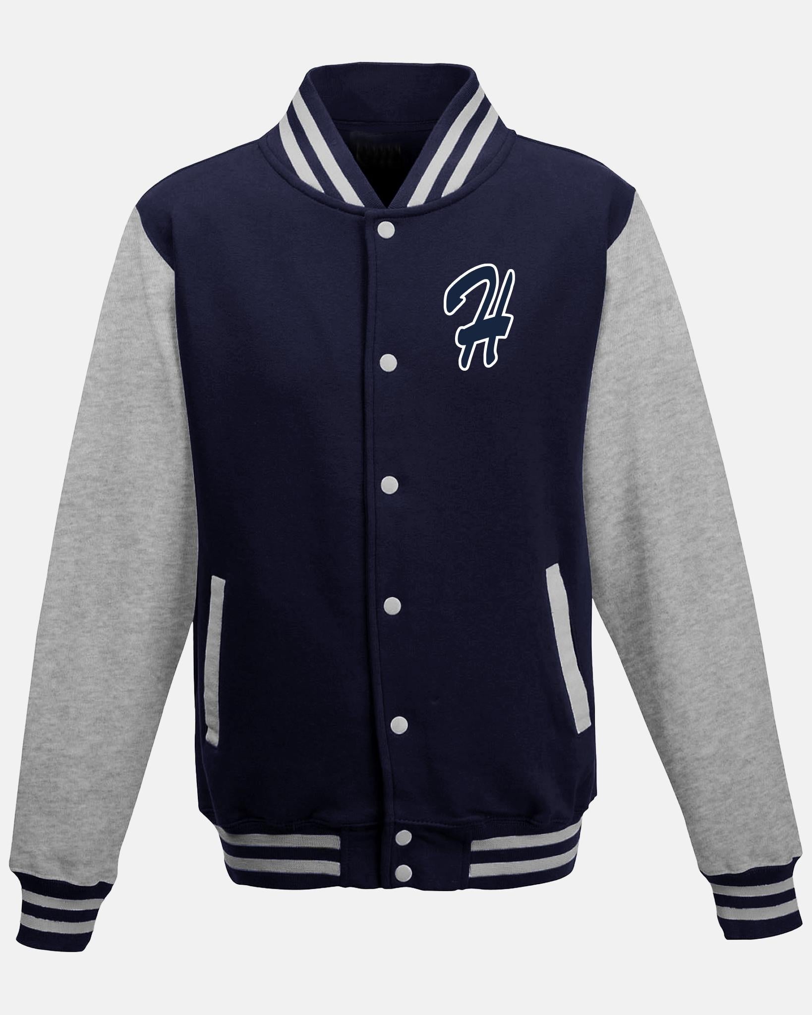 Diamond Pride Varsity College Jacke "Gramastetten Highlanders", H & Baseball, navy blau - heather grau-DIAMOND PRIDE