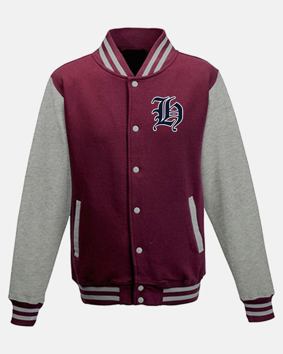Diamond Pride Varsity College Jacke "Tübingen Hawks", H & Script, maroon rot - heather grau-DIAMOND PRIDE